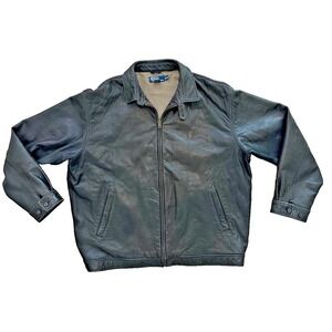 Vintage Polo Ralph Lauren 100% Leather Jacket Men's XXL Brown Buttery Soft Lamb